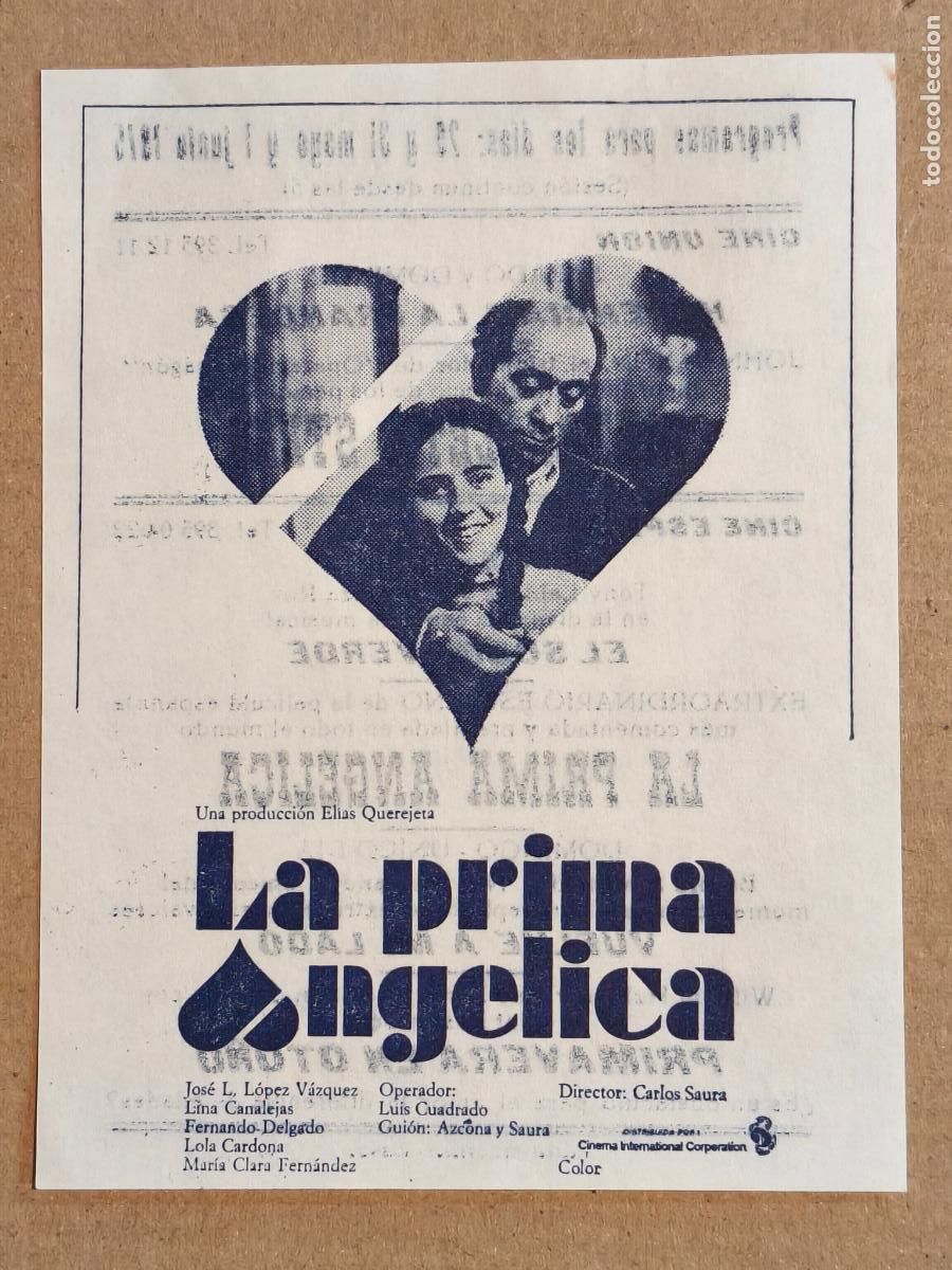  Flyers Publicitaires de films Anciens: CARLOS SAURA LA PRIMA ANGELICA PROGRAMA DE CINE 1975
