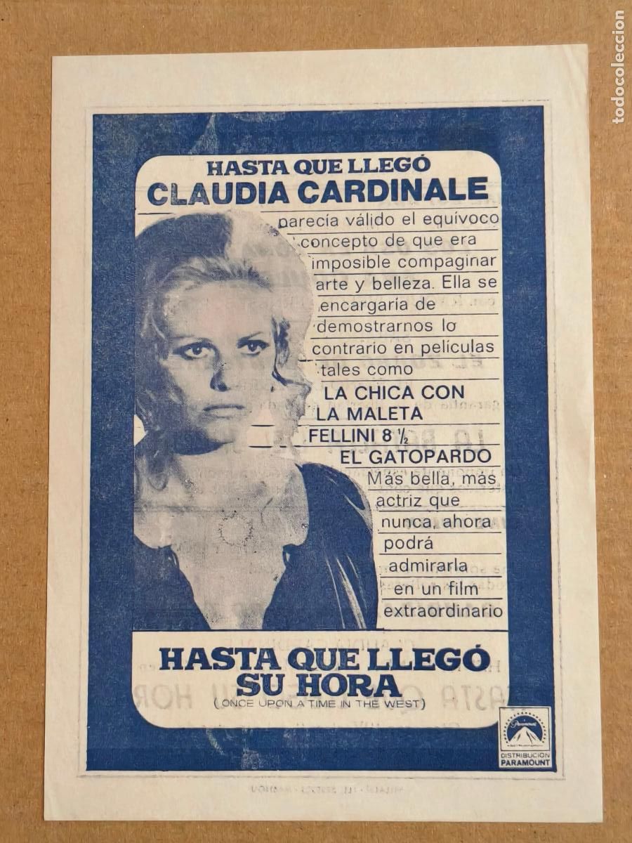  Foglietti di film di film antichi di cinema: SERGIO LEONE HASTA QUE LLEGO SU HORA PROGRAMA DE CINE 1973