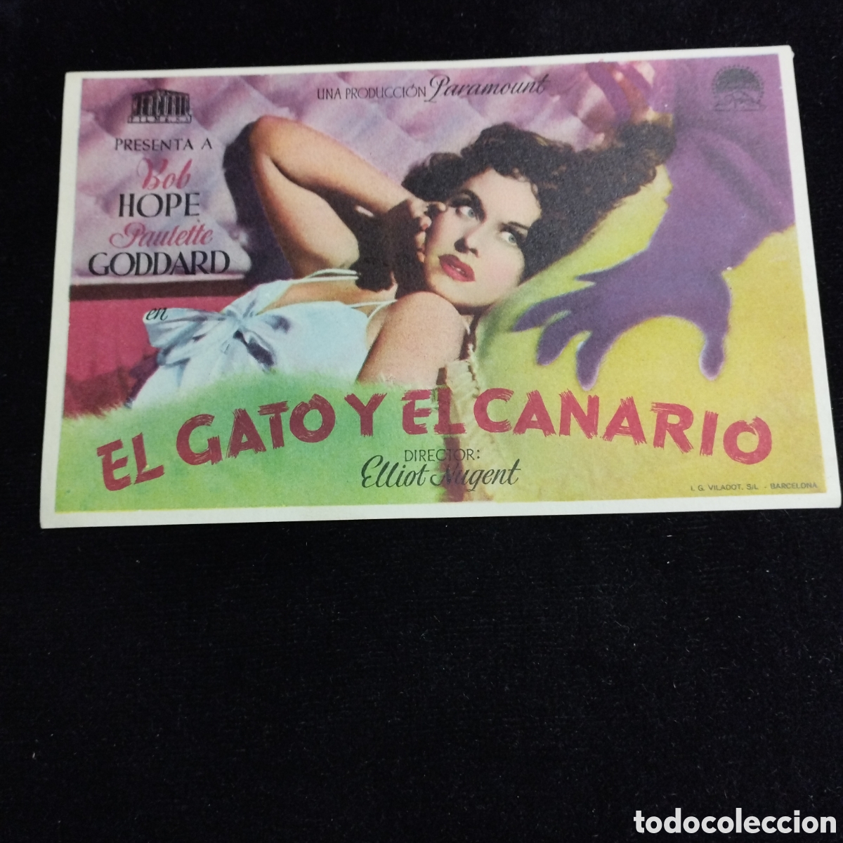 Cine: Programa de cine sencillo. El gato y el canario. Bob Hope. Paulette Goddart. Sp