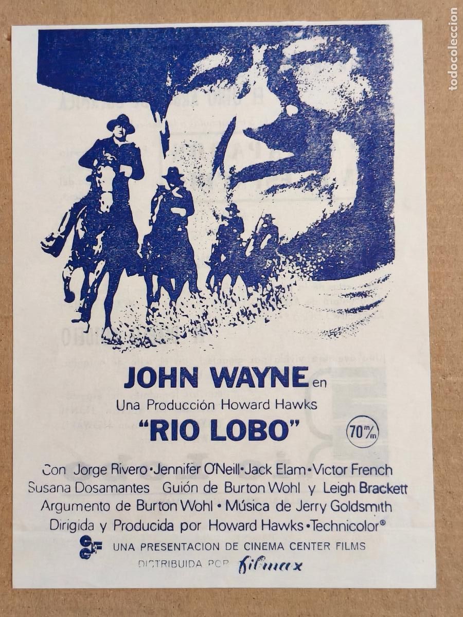  Flyers Publicitaires de films Anciens: JOHN WAYNE RIO LOBO PROGRAMA DE CINE