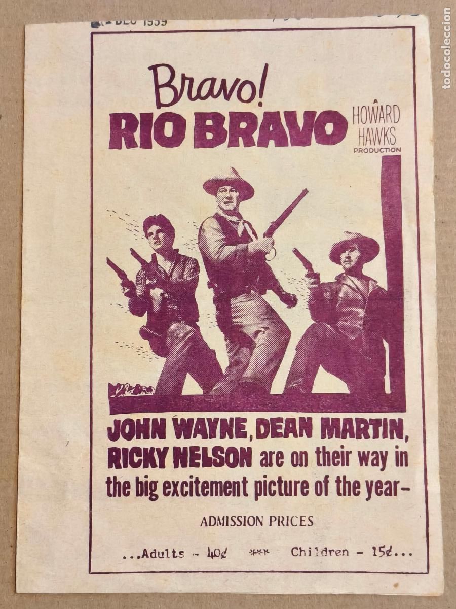  Flyers Publicitaires de films Anciens: JOHN WAYNE RIO BRAVO PROGRAMA DE CINE INGLES
