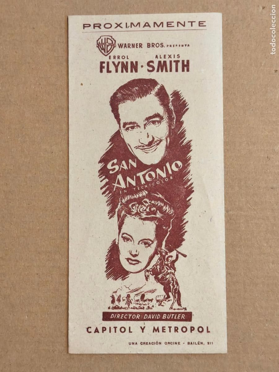 Cine: ERROL FLINN SAN ANTONIO PROGRAMA DE CINE