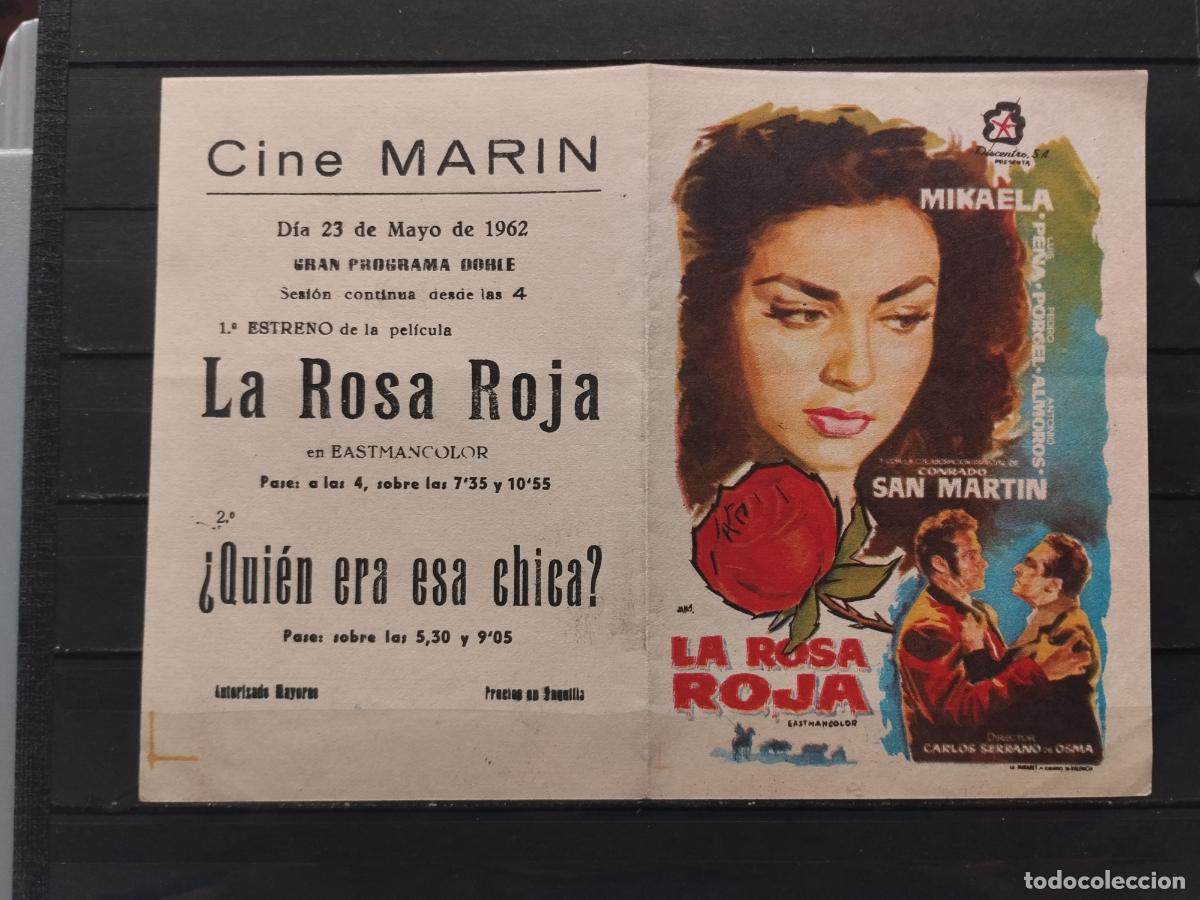 Folhetos de m&atilde;o de filmes antigos de cinema: JT - PROGRAMA DE CINE. DOBLE. LA ROSA ROJA. PERFECTO