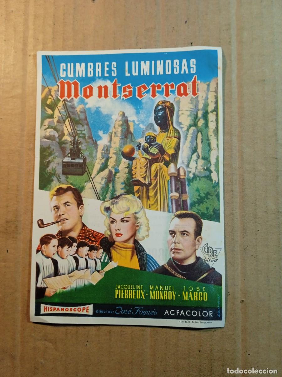 Cinema: FOLLETO DE MANO CON PUBLICIDAD CUMBRES LUMINOSAS MONTSERRAT