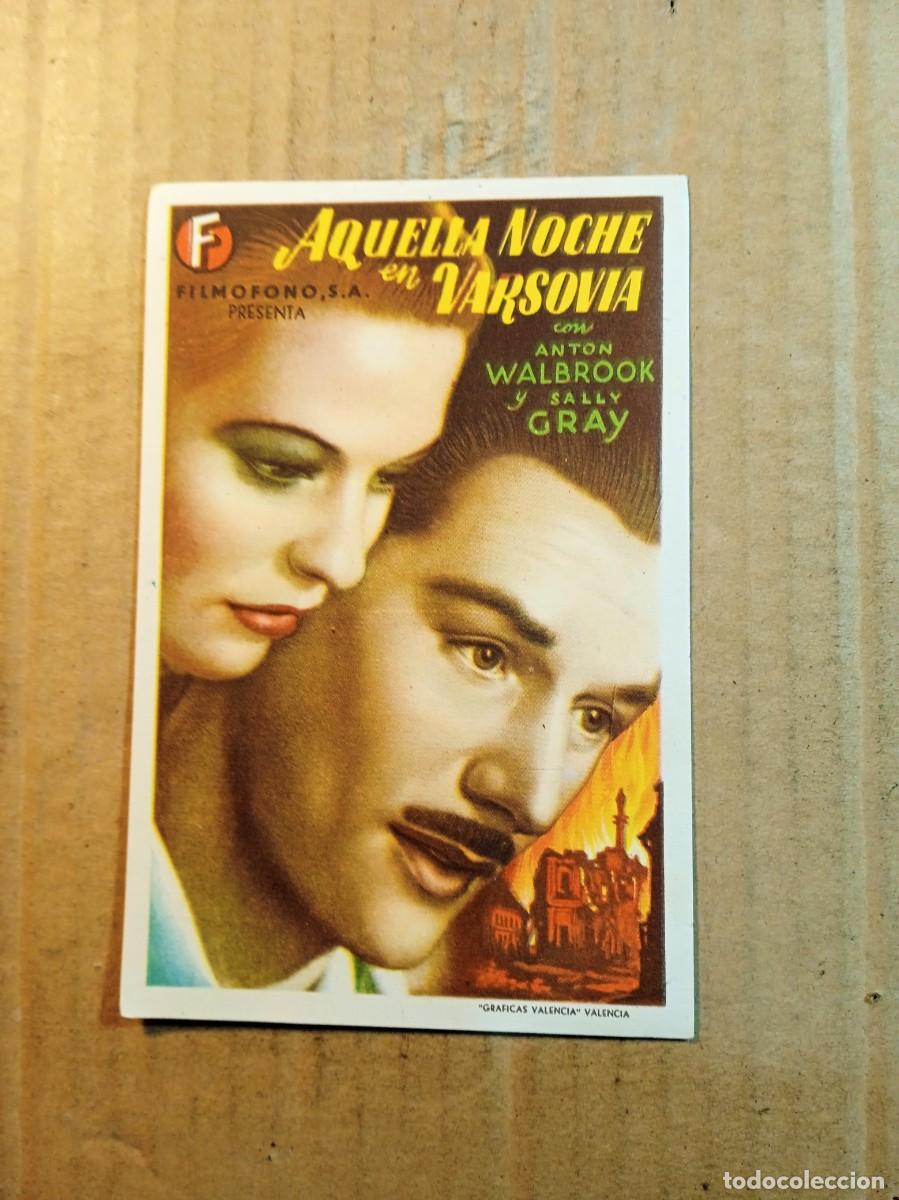Folhetos de m&atilde;o de filmes antigos de cinema: FOLLETO DE MANO CON PUBLICIDAD AQUELLA NOCHE EN VARSOVIA