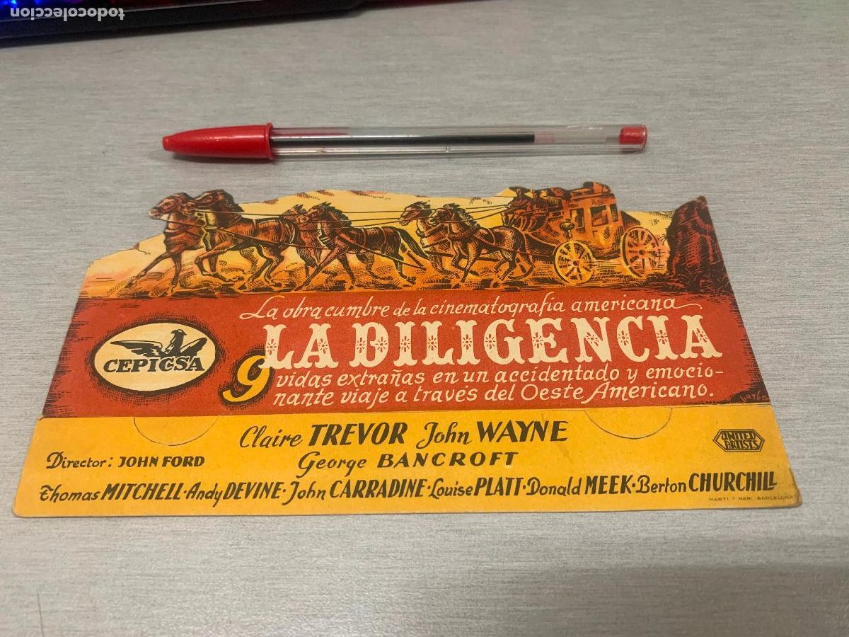 Cine: LA DILIGENCIA / JOHN WAYNE / PROGRAMA DE CINE ORIGINAL TROQUELADO - CINE CASTELAR ELDA 1944