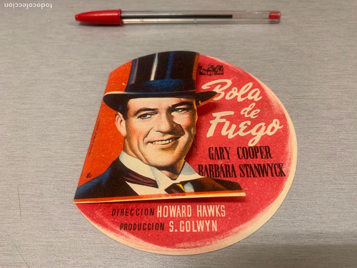 Cine: BOLA DE FUEGO / GARY COOPER / PROGRAMA DE CINE ORIGINAL TROQUELADO - CINE COLISEO ELDA