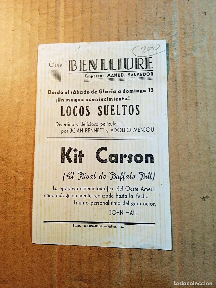 Cine: FOLLETO DE MANO CON PUBLICIDAD KIT CARSON - Foto 2