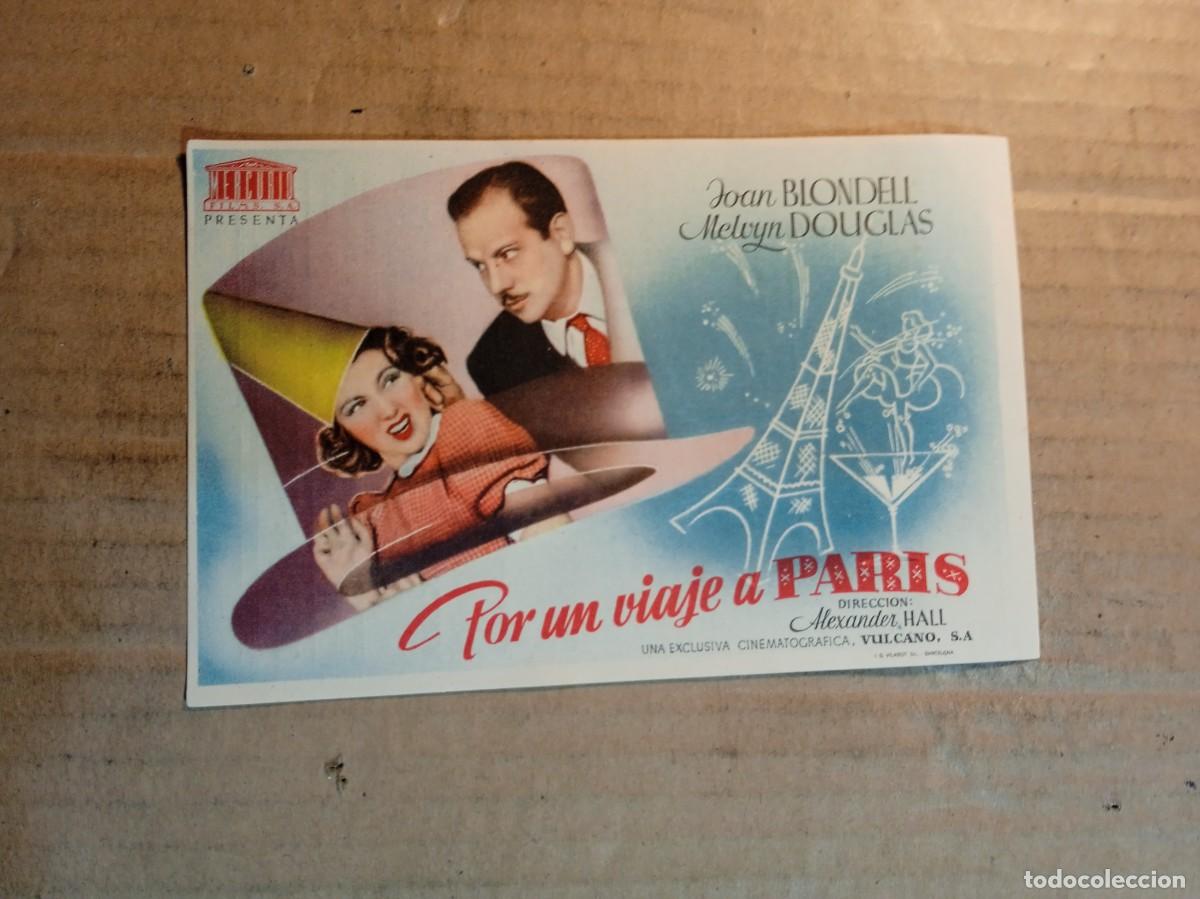  Flyers Publicitaires de films Anciens: FOLLETO DE MANO CON PUBLICIDAD POR UN VIAJE A PARIS