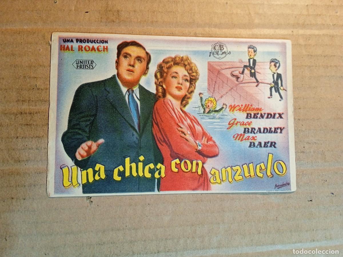 Folhetos de m&atilde;o de filmes antigos de cinema: FOLLETO DE MANO CON PUBLICIDAD UNA CHICA CON ANZUELO