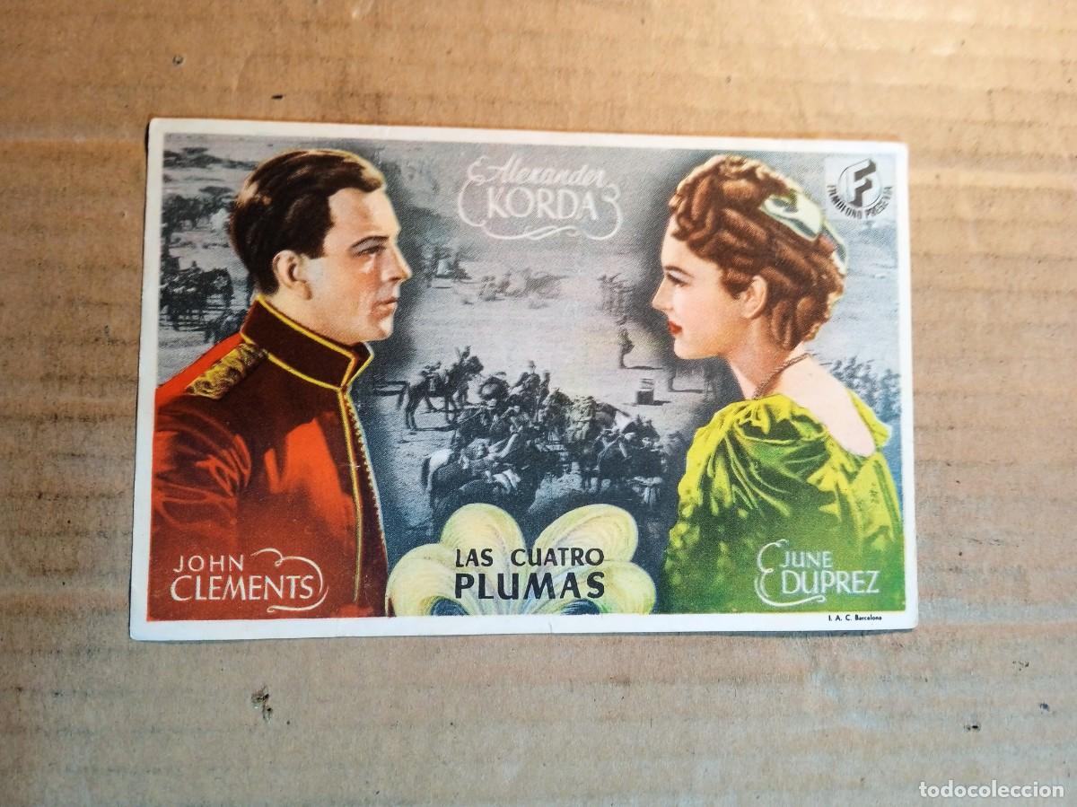  Flyers Publicitaires de films Anciens: FOLLETO DE MANO CON PUBLICIDAD LAS CUATRO PLUMAS