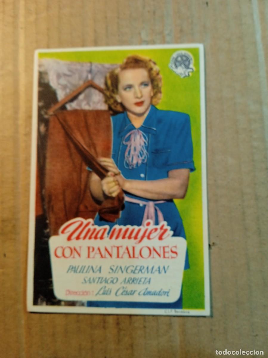  Flyers Publicitaires de films Anciens: FOLLETO DE MANO CON PUBLICIDAD UNA MUJER CON PANTALONES
