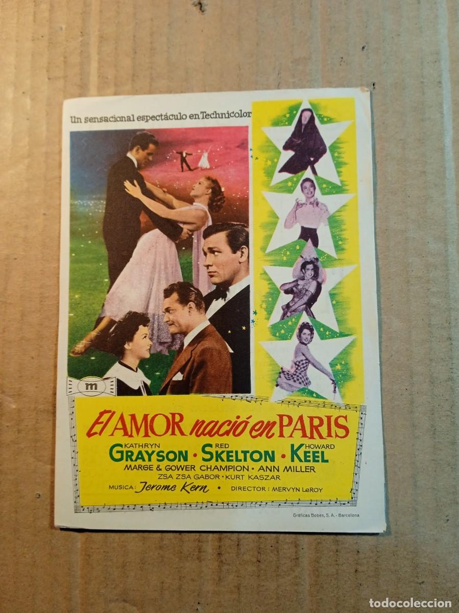  Flyers Publicitaires de films Anciens: FOLLETO DE MANO CON PUBLICIDAD EL AMOR NACIO EN PARIS