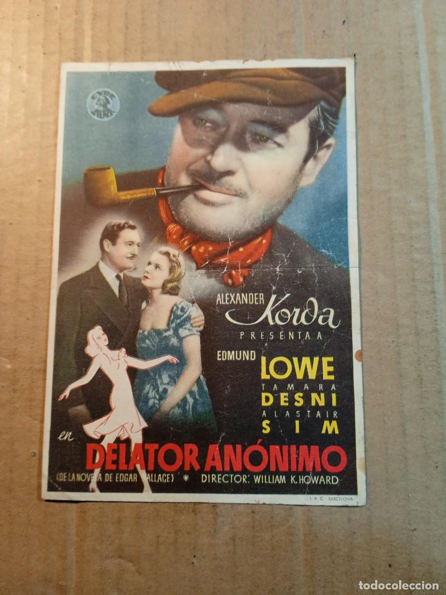 Cine: FOLLETO DE MANO CON PUBLICIDAD DELATOR ANONIMO