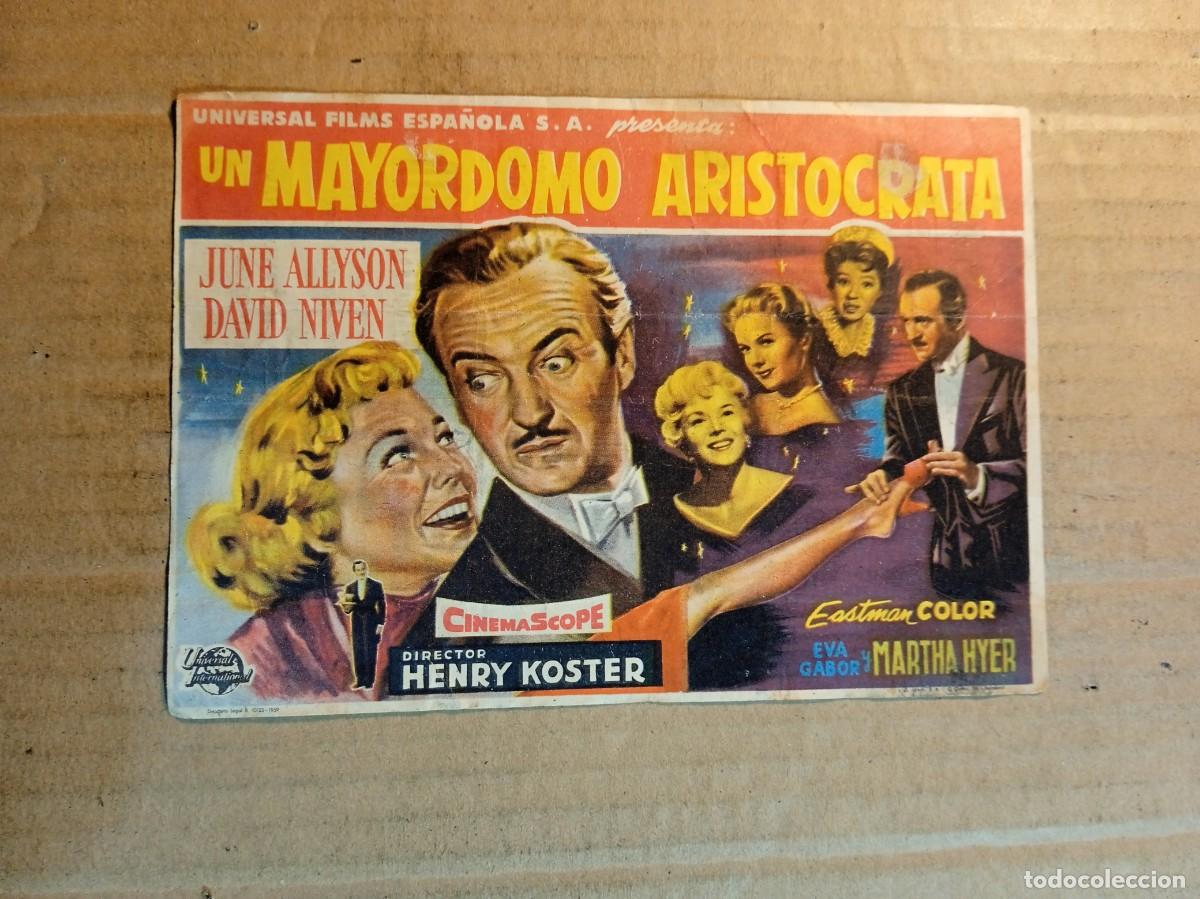 Cine: FOLLETO DE MANO CON PUBLICIDAD UN MAYORDOMO ARISTOCRATA