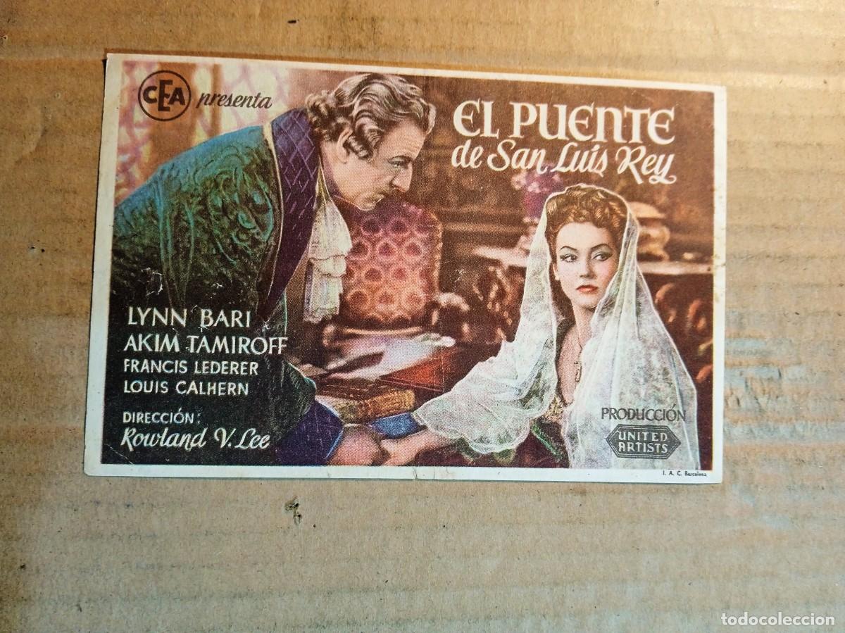Cine: FOLLETO DE MANO CON PUBLICIDAD EL PUENTE DE SAN LUIS REY