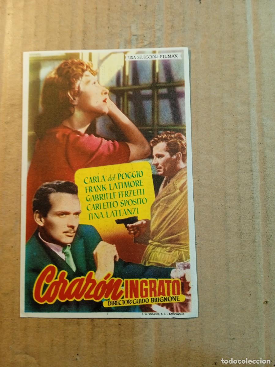 Cine: FOLLETO DE MANO CON PUBLICIDAD CORAZON INGRATO