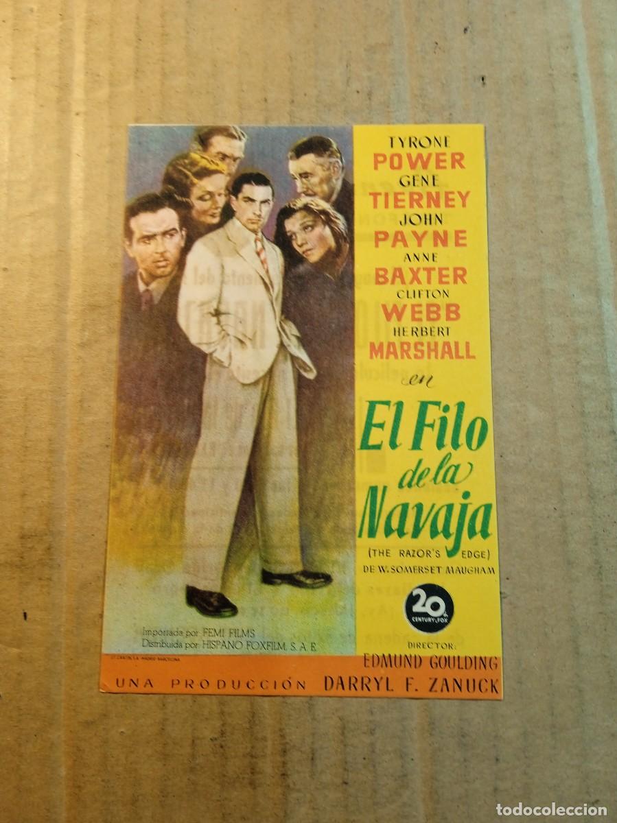 Cine: FOLLETO DE MANO CON PUBLICIDAD EL FILO DE LA NAVAJA
