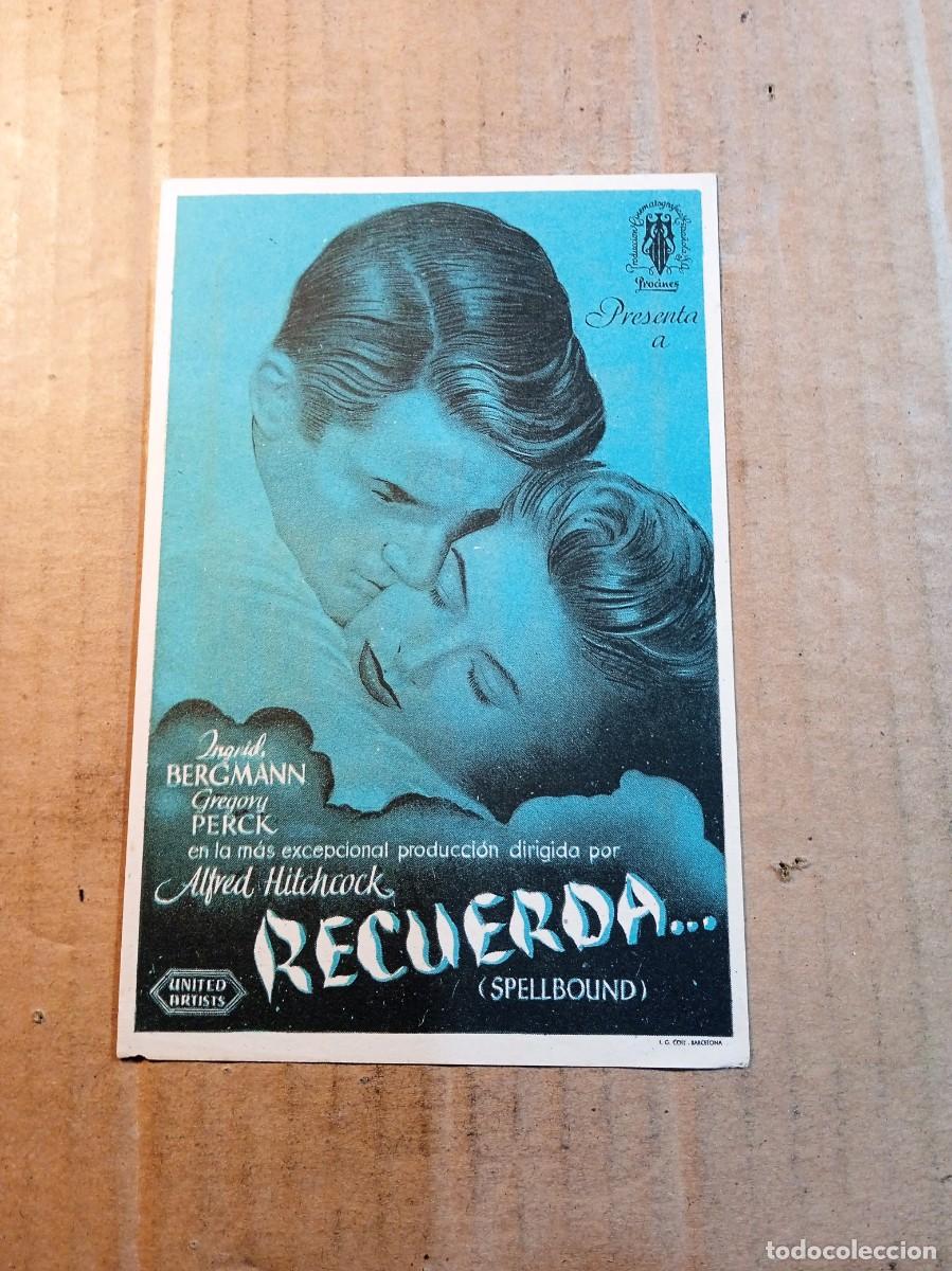 Cine: FOLLETO DE MANO CON PUBLICIDAD RECUERDA