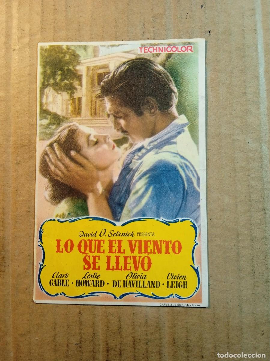 Cine: FOLLETO DE MANO CON PUBLICIDAD LO QUE EL VIENTO SE LLEVO