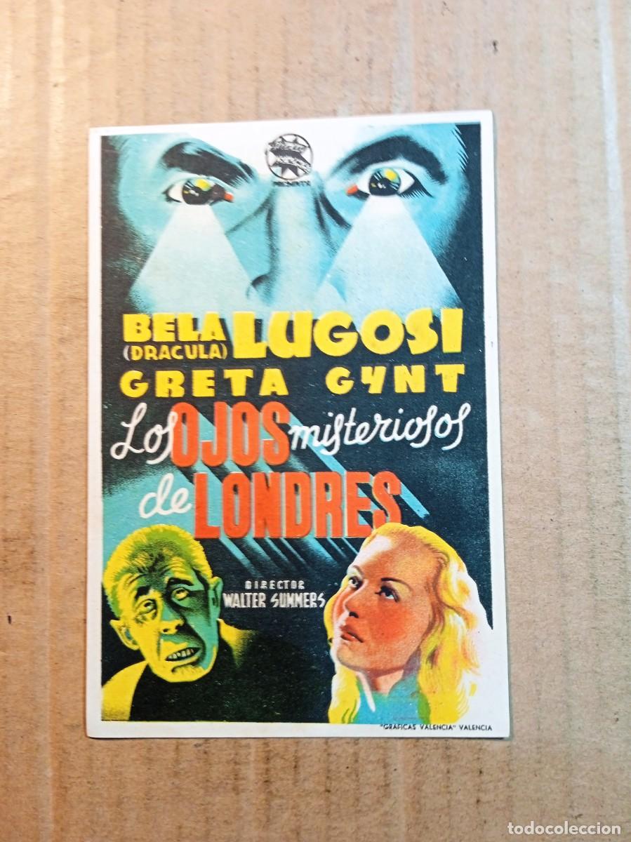 Folhetos de m&atilde;o de filmes antigos de cinema: FOLLETO DE MANO CON PUBLICIDAD LOS OJOS MISTERIOSOS DE LONDRES