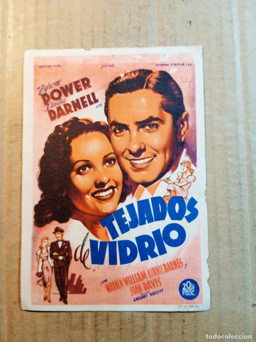 Folhetos de m&atilde;o de filmes antigos de cinema: FOLLETO DE MANO CON PUBLICIDAD TEJADOS DE VIDRIO