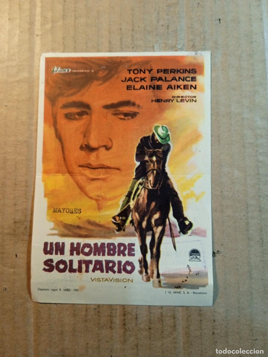 Folhetos de m&atilde;o de filmes antigos de cinema: FOLLETO DE MANO CON PUBLICIDAD EL HOMBRE SOLITARIO