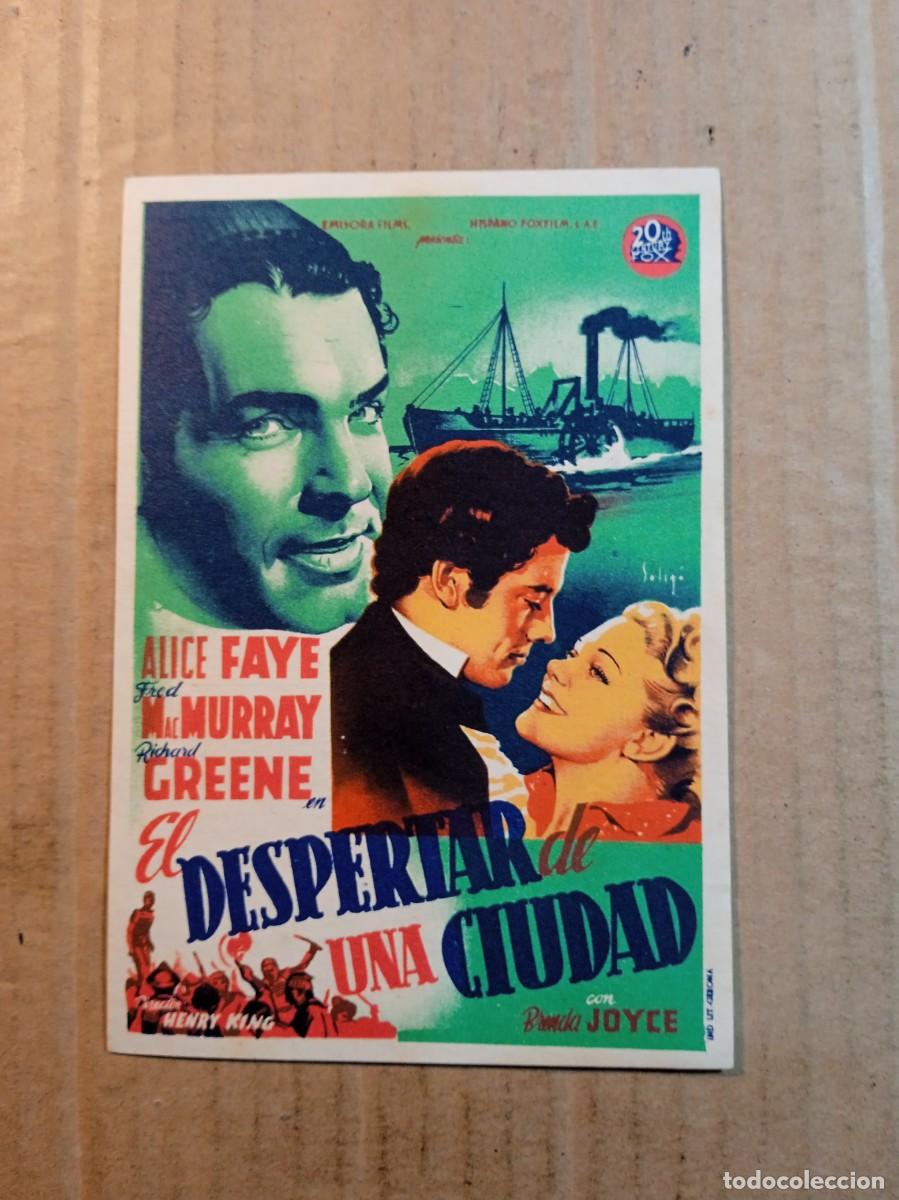 Folhetos de m&atilde;o de filmes antigos de cinema: FOLLETO DE MANO CON PUBLICIDAD EL DESPERTAR DE UNA CIUDAD