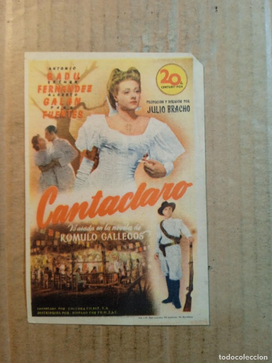 Folhetos de m&atilde;o de filmes antigos de cinema: FOLLETO DE MANO CON PUBLICIDAD CANTACLARO