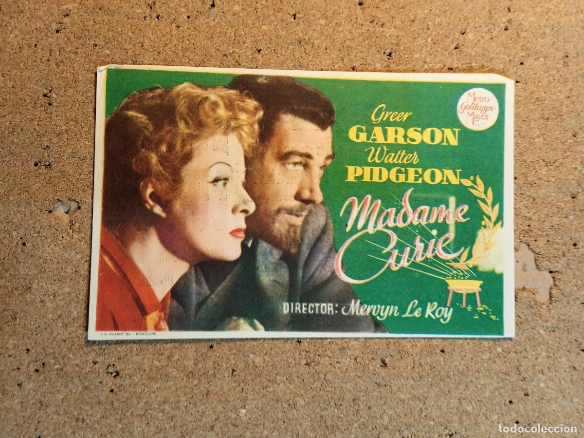 Folhetos de m&atilde;o de filmes antigos de cinema: FOLLETO DE MANO CON PUBLICIDAD MADAME CURIE