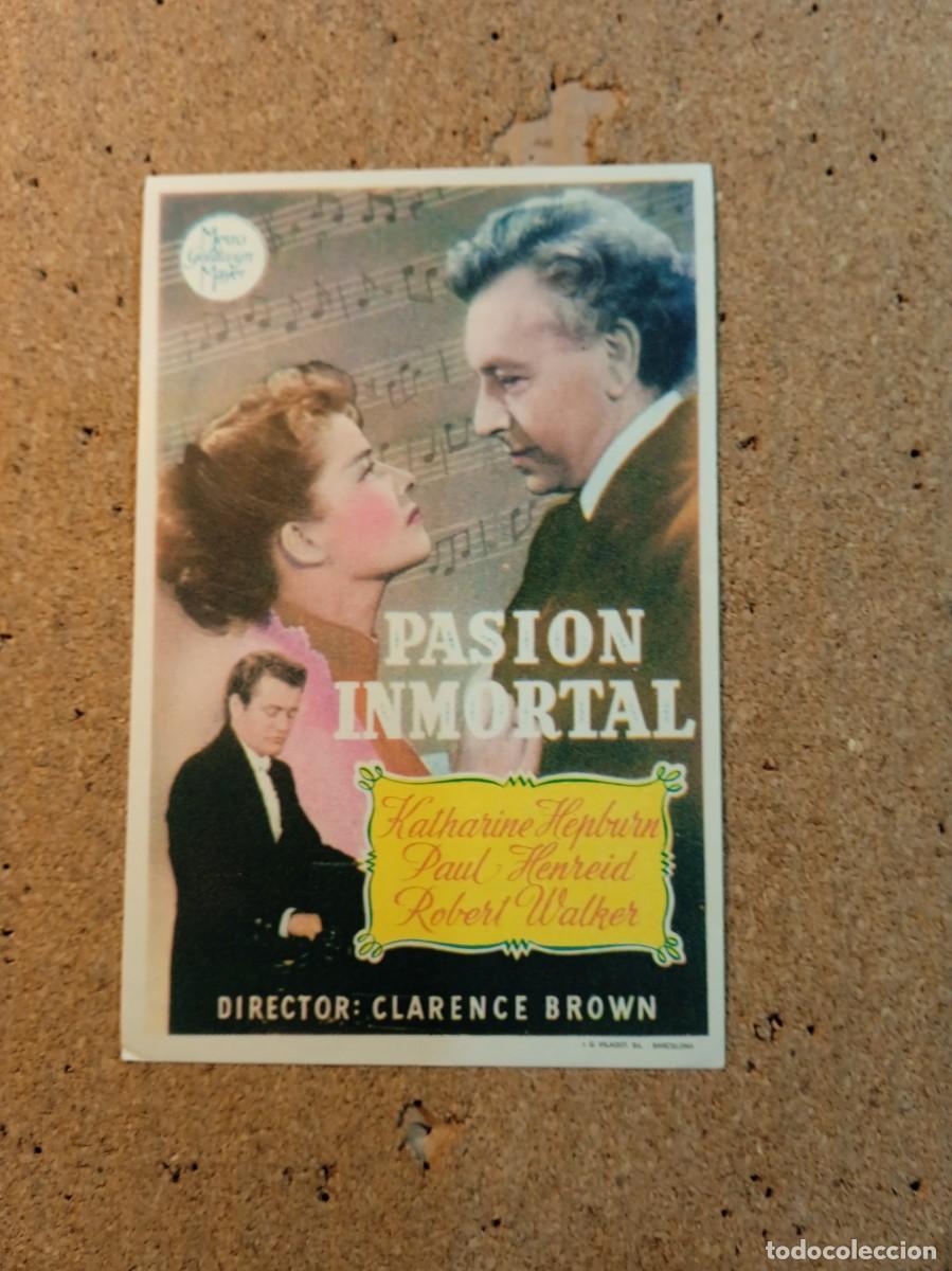Folhetos de m&atilde;o de filmes antigos de cinema: FOLLETO DE MANO CON PUBLICIDAD PASION INMORTAL