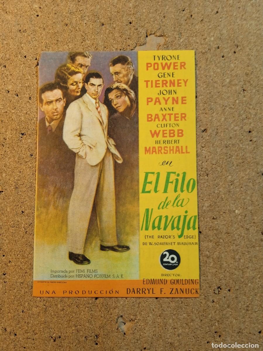 Folhetos de m&atilde;o de filmes antigos de cinema: FOLLETO DE MANO CON PUBLICIDAD EL FILO DE LA NAVAJA