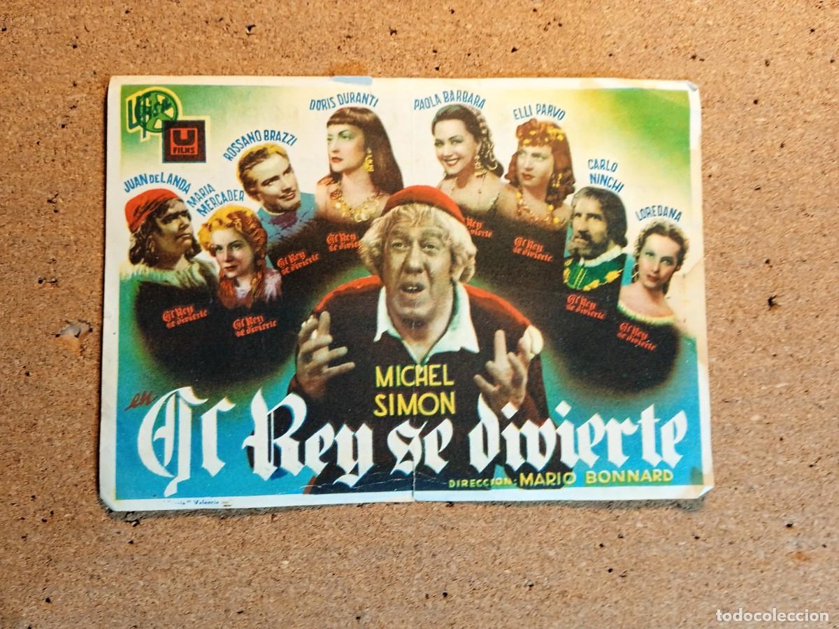 Folhetos de m&atilde;o de filmes antigos de cinema: FOLLETO DE MANO CON PUBLICIDAD EL REY SE DIVIERTE