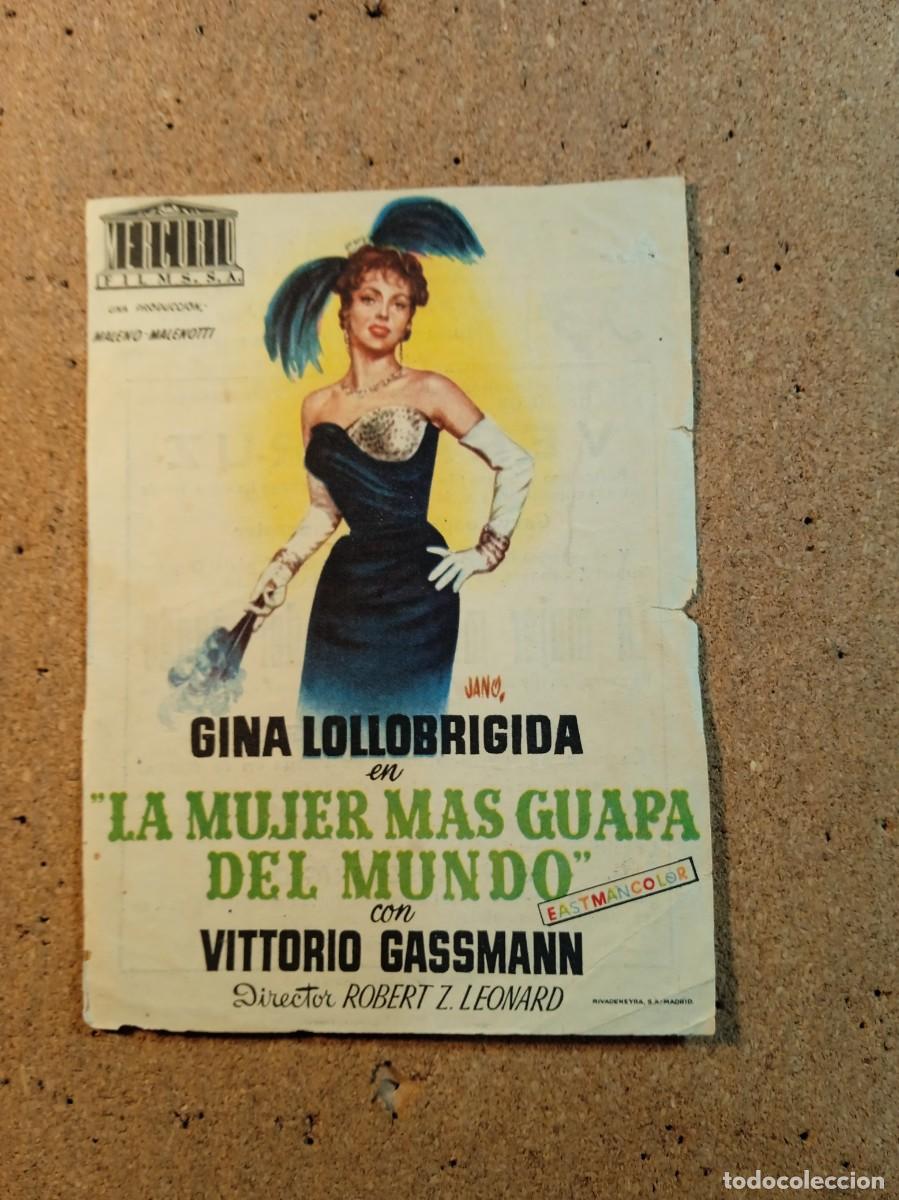 Folhetos de m&atilde;o de filmes antigos de cinema: FOLLETO DE MANO CON PUBLICIDAD LA MUJER MAS GUAPA DEL MUNDO