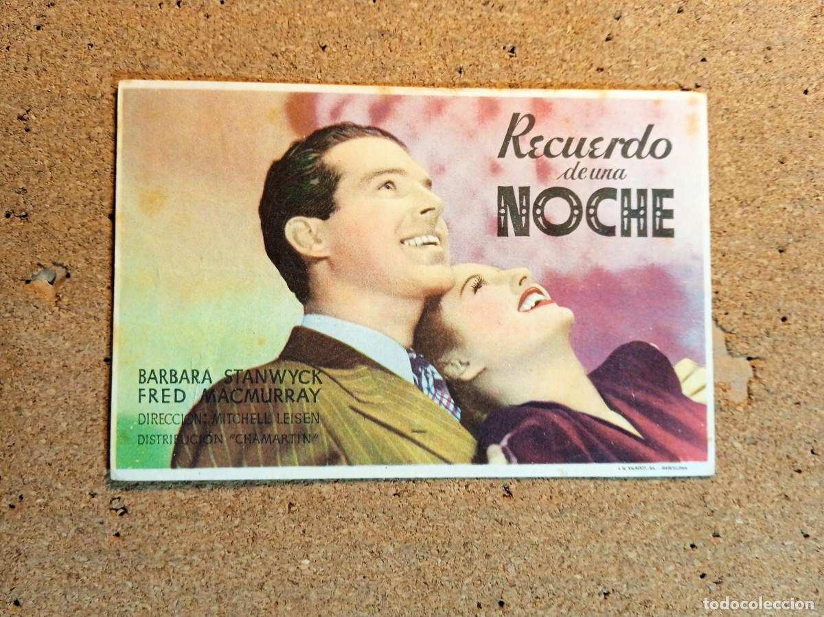 Kino: FOLLETO DE MANO CON PUBLICIDAD RECUERDO DE UNA NOCHE