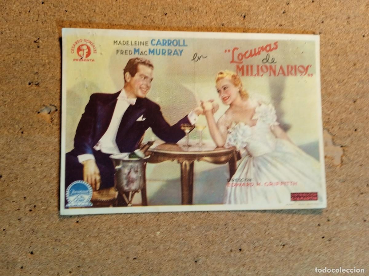 Folhetos de m&atilde;o de filmes antigos de cinema: FOLLETO DE MANO CON PUBLICIDAD LOCURAS DE MILLONARIOS
