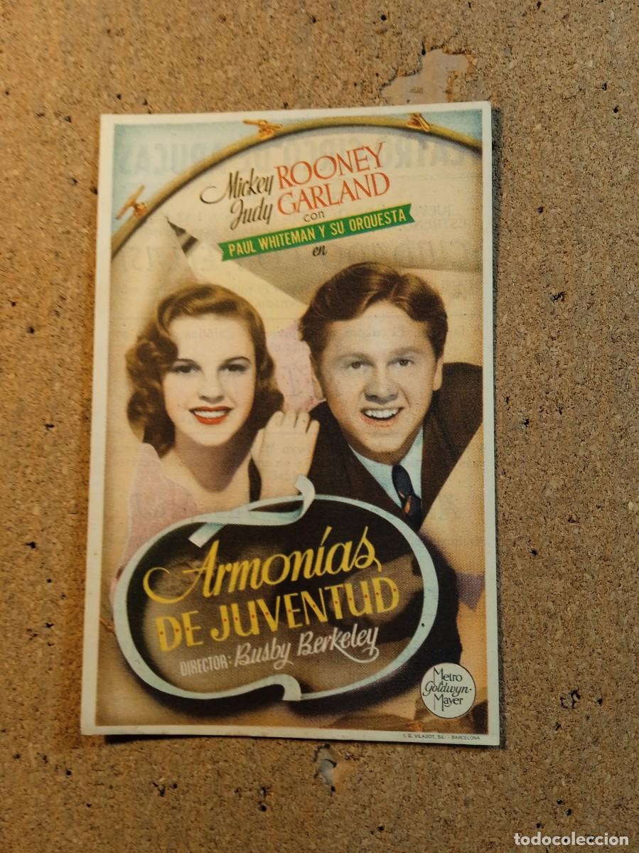 Cine: FOLLETO DE MANO CON PUBLICIDAD ARMONIAS DE JUVENTUD