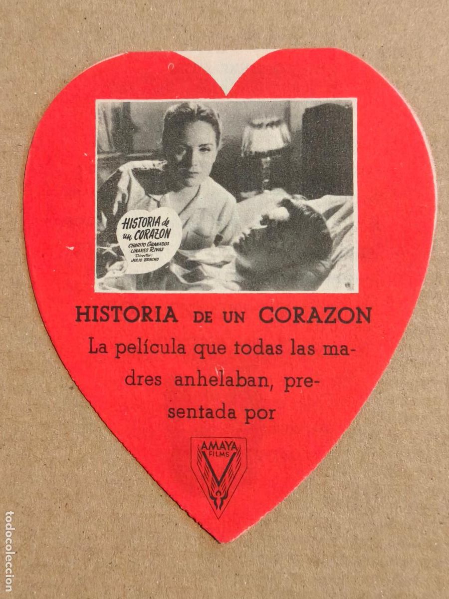 Folhetos de m&atilde;o de filmes antigos de cinema: HISTORIA DE UN CORAZ&Oacute;N PROGRAMA DE CINE TROQUELADO 1956