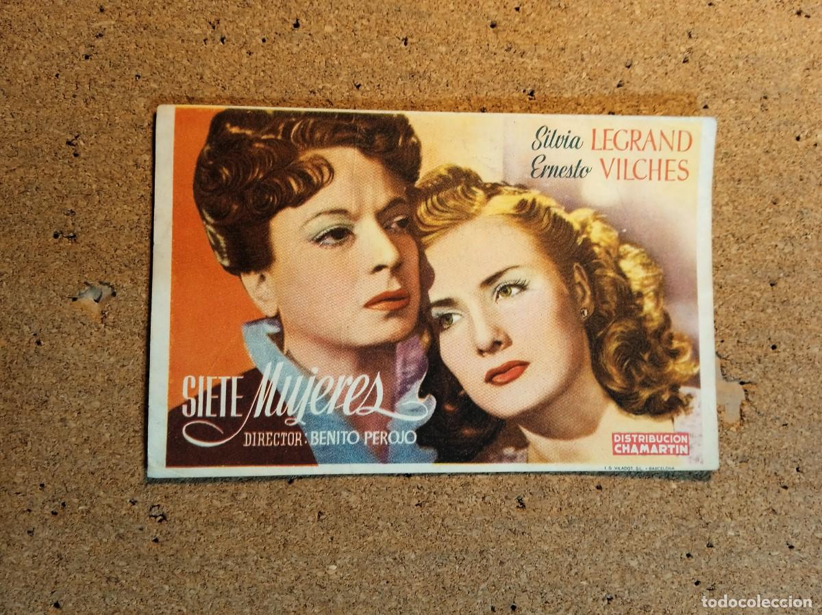 Folhetos de m&atilde;o de filmes antigos de cinema: FOLLETO DE MANO CON PUBLICIDAD SIETE MUJERES