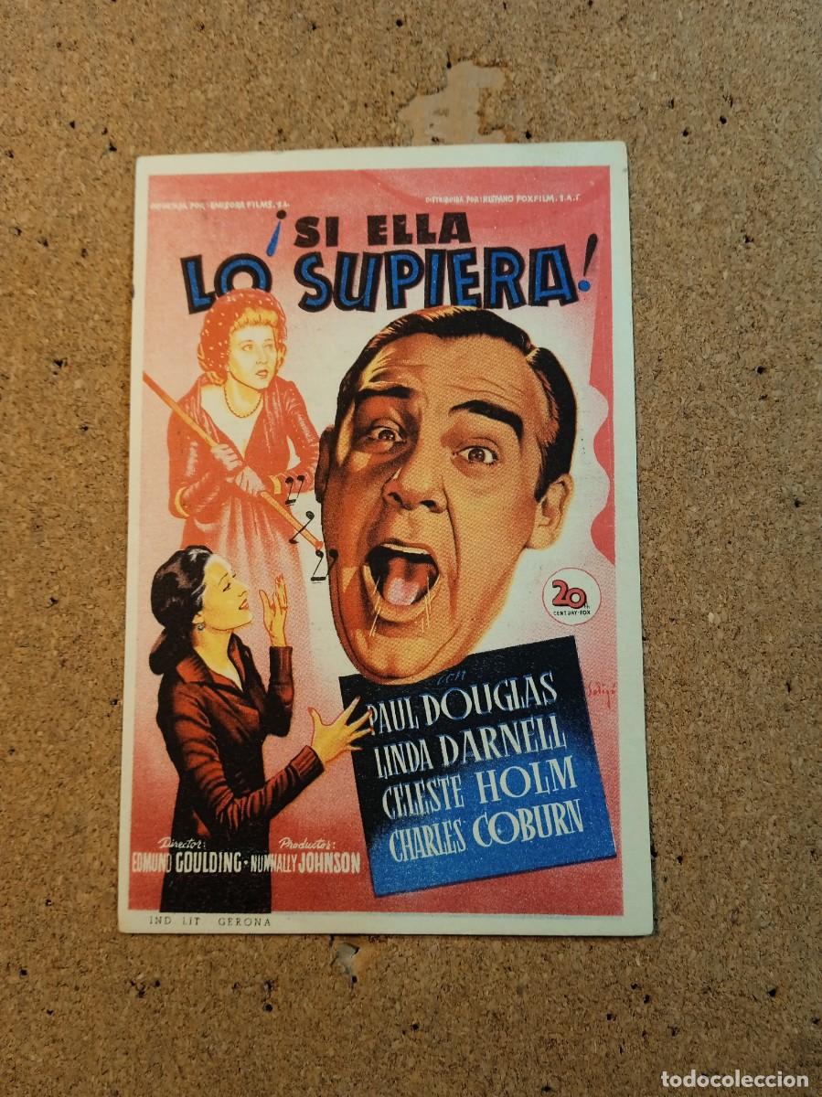 Folhetos de m&atilde;o de filmes antigos de cinema: FOLLETO DE MANO CON PUBLICIDAD SI ELLA LO SUPIERA