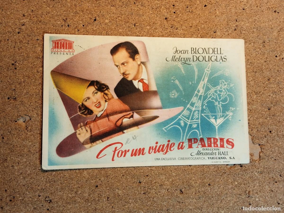 Folhetos de m&atilde;o de filmes antigos de cinema: FOLLETO DE MANO CON PUBLICIDAD POR UN VIAJE A PARIS