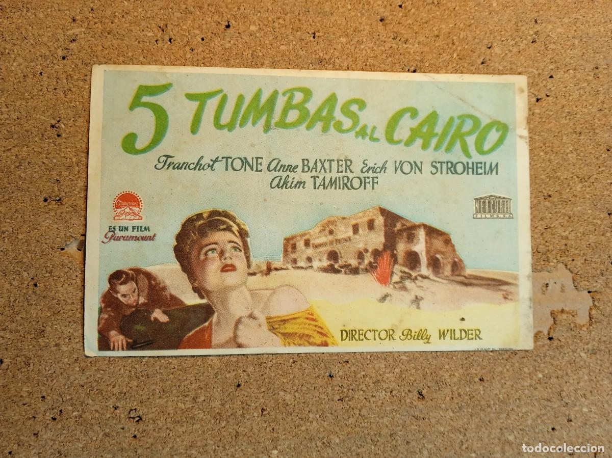  Flyers Publicitaires de films Anciens: FOLLETO DE MANO CON PUBLICIDAD 5 TUMBAS AL CAIRO