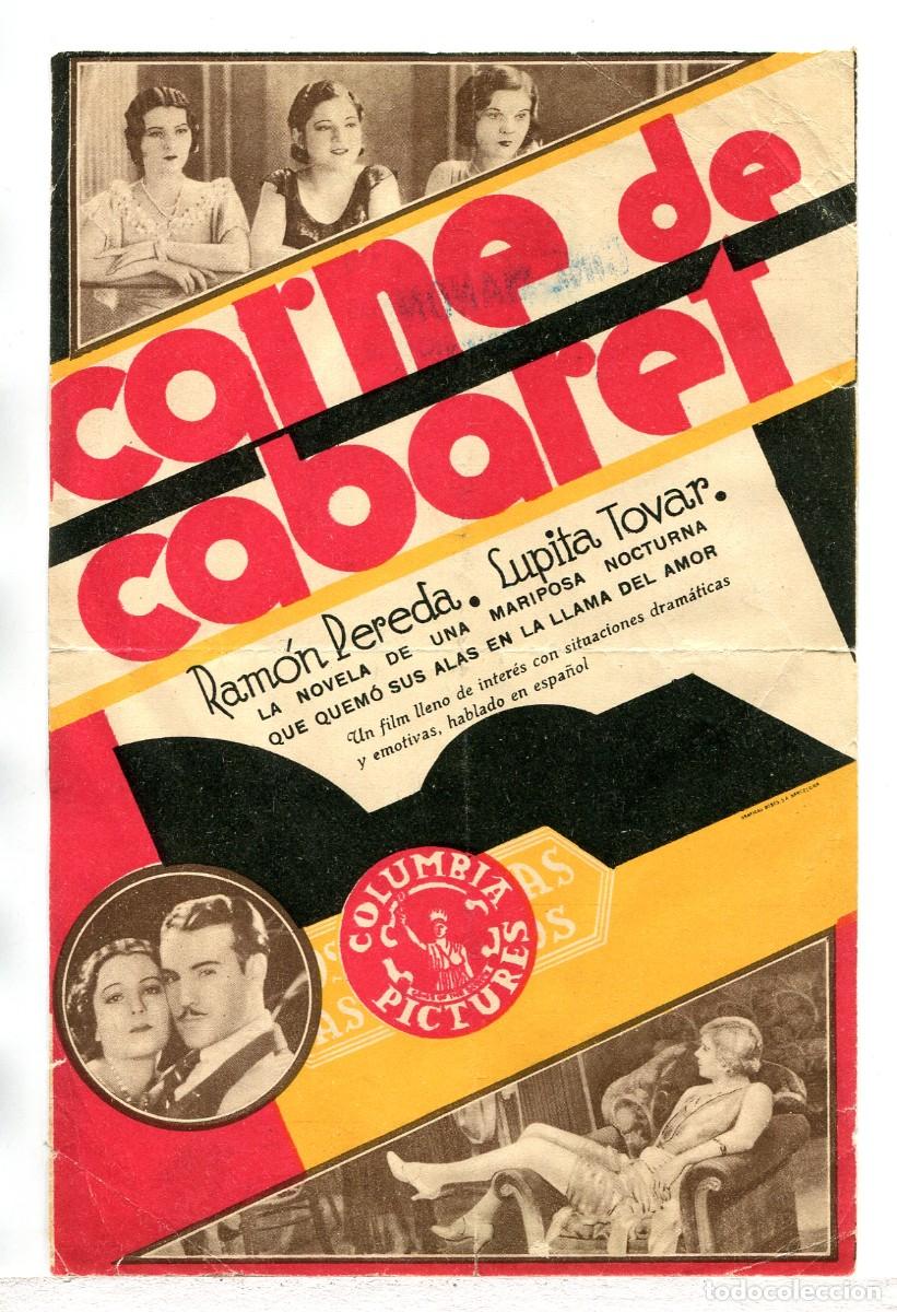 Cine: CARNE DE CABARET, con Lupita Tovar. 13,5 X 21,5 cms.