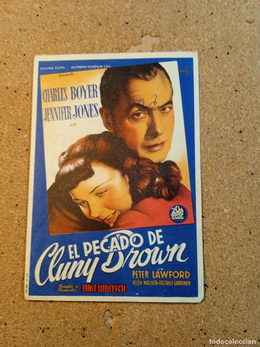  Flyers Publicitaires de films Anciens: FOLLETO DE MANO CON PUBLICIDAD EL PECADO DE CLUNY BROWN