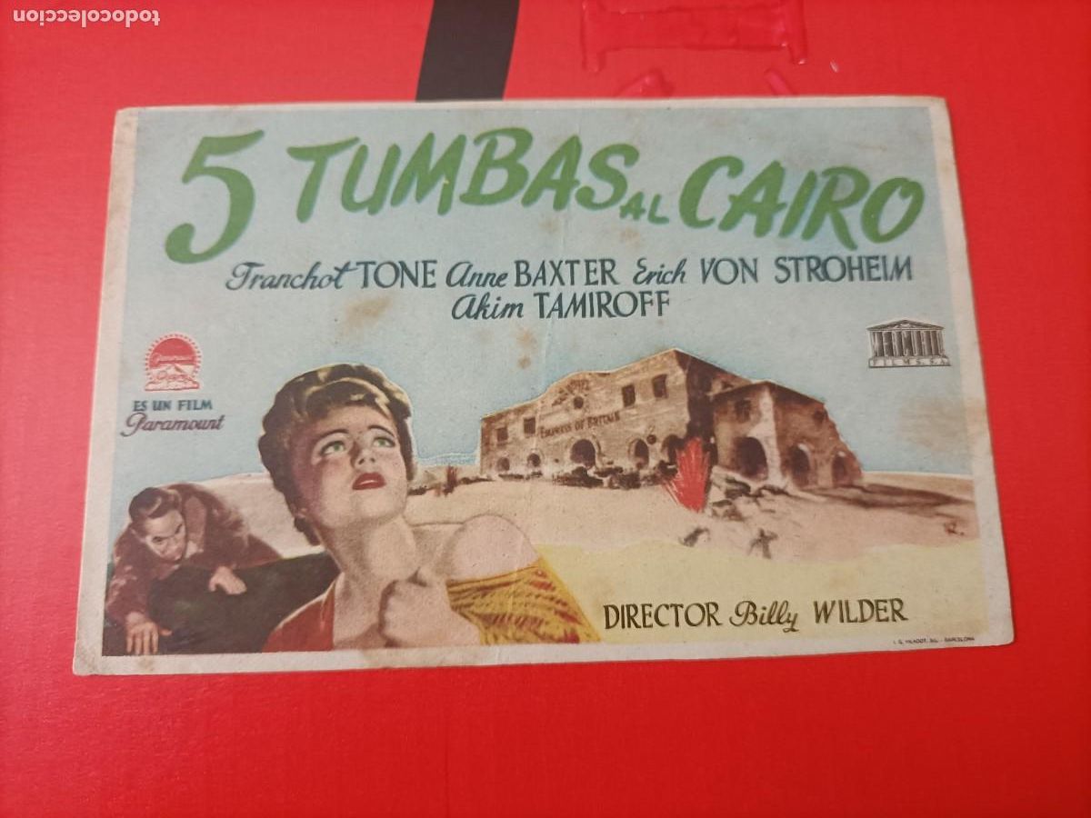 Cine: 5 TUMBAS AL CAIRO. ERICH VON STROHELM. C/P. PONE DOMINGO PROXIMO. BUEN ESTADO.