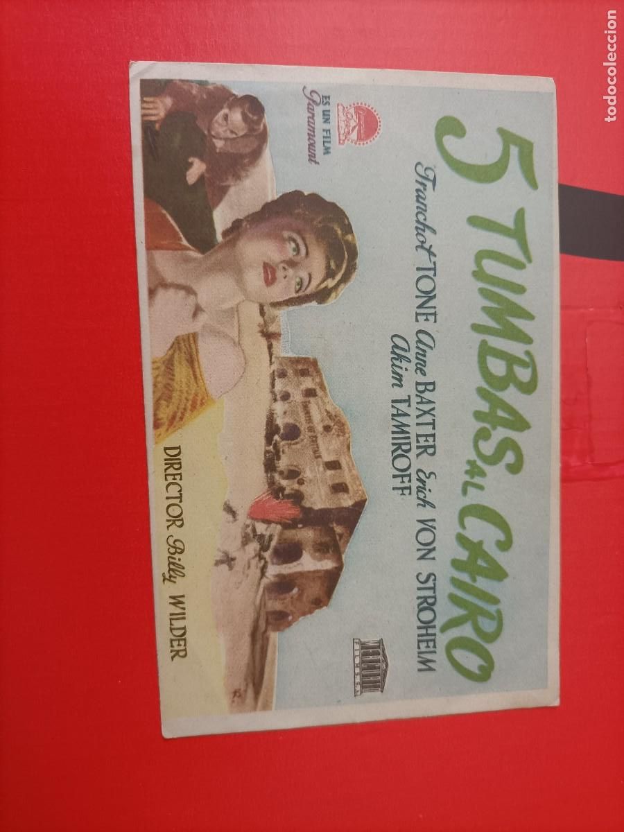 Cine: 5 TUMBAS AL CAIRO. ERICH VON STROHELM. FRANCHOT TONE, ANNE BAXTER. S/P. BUEN ESTADO.