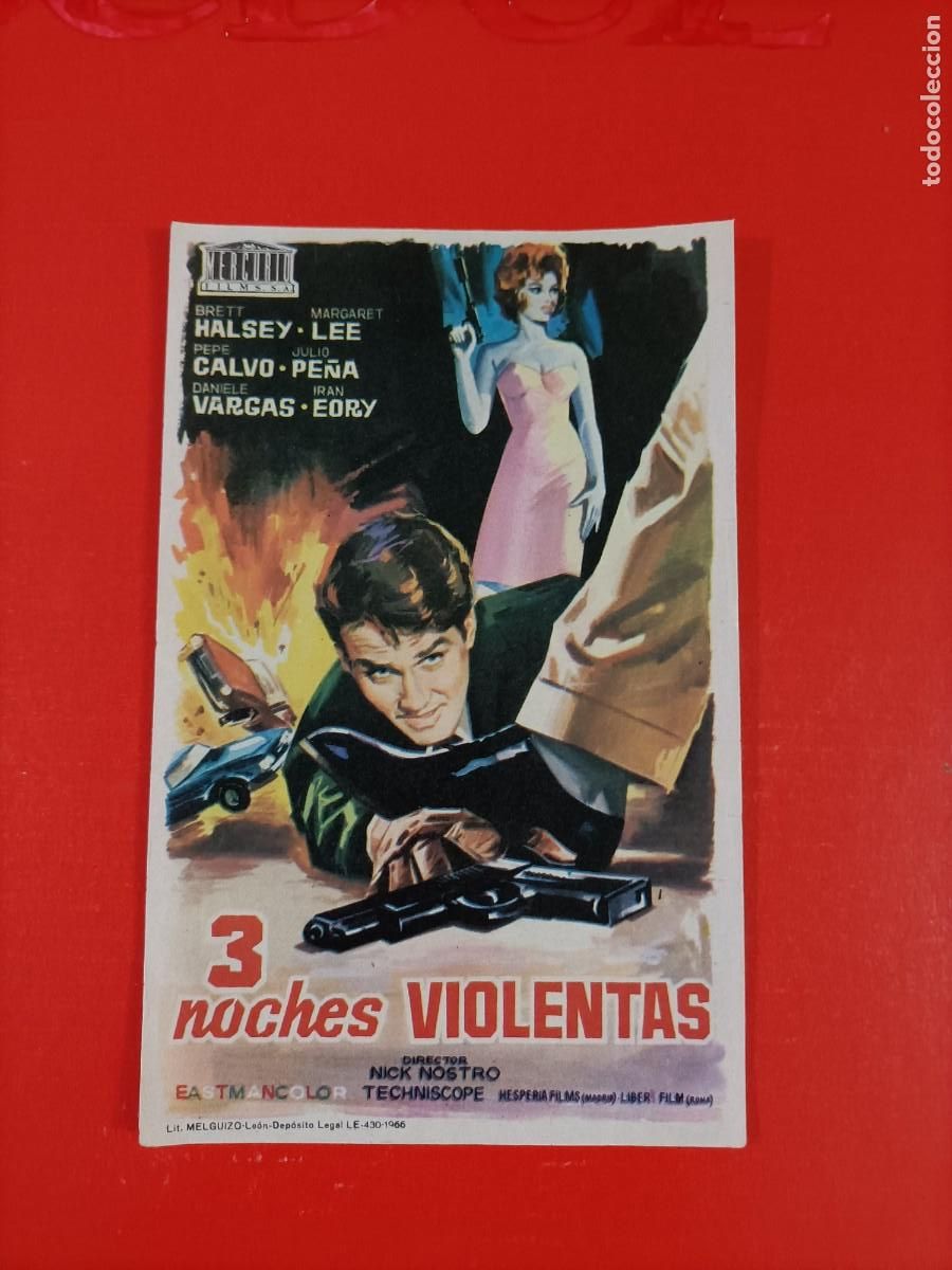 Cine: 3 NOCHES VIOLENTAS. BRETT HALSEY, MARGARET LEE. S/P. EST&Aacute; NUEVO.