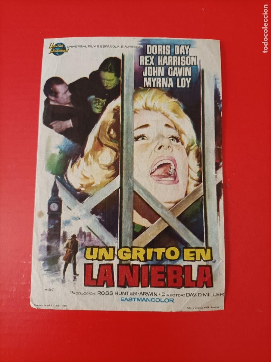 Cine: UN GRITO EN LA NIEBLA. DORIS DAY, C/P. CINE GOYA, M&Aacute;LAGA. REX HARRISON.
