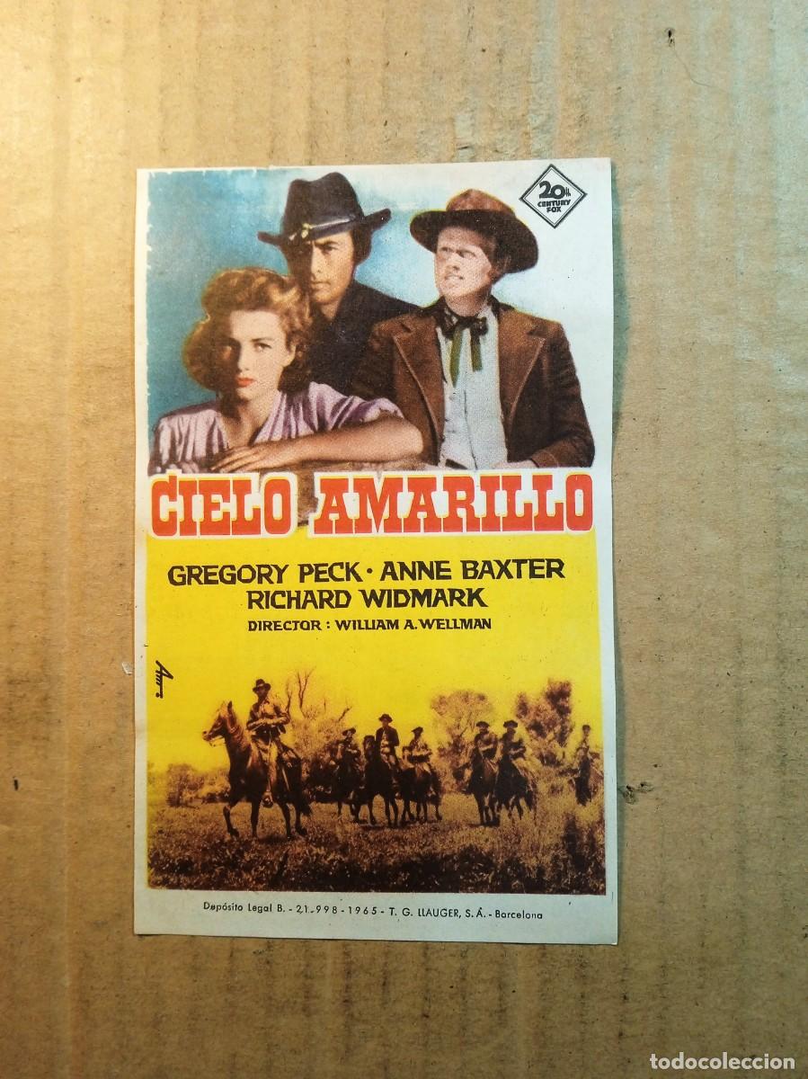 Folhetos de m&atilde;o de filmes antigos de cinema: FOLLETO DE MANO CON PUBLICIDAD CIELO AMARILLO