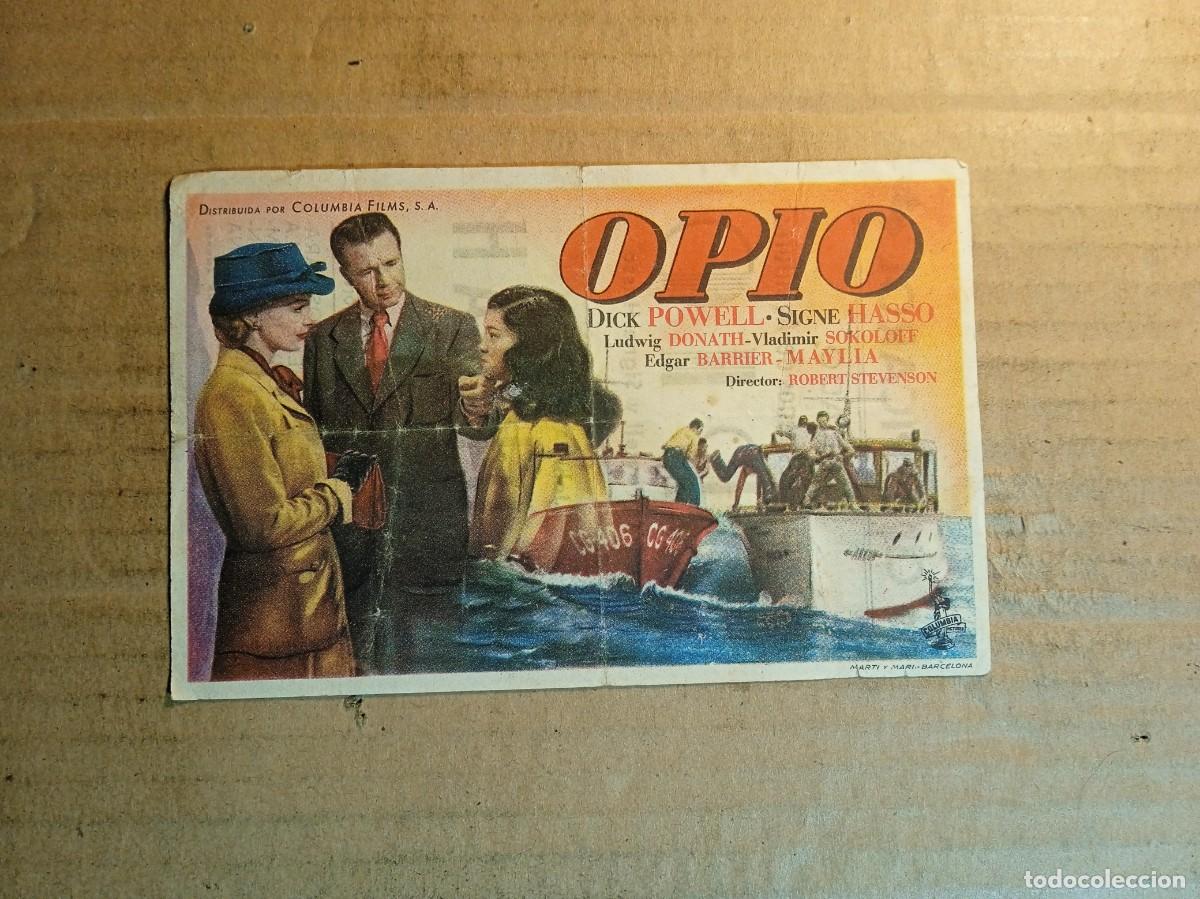 Kino: FOLLETO DE MANO CON PUBLICIDAD OPIO